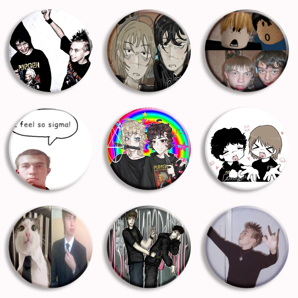 Artyom and Nikita Fanart Anime Button Pin Academy Maniacs Funny Meme Brooch Badge Bag Decor Fans Collect Friends Gifts