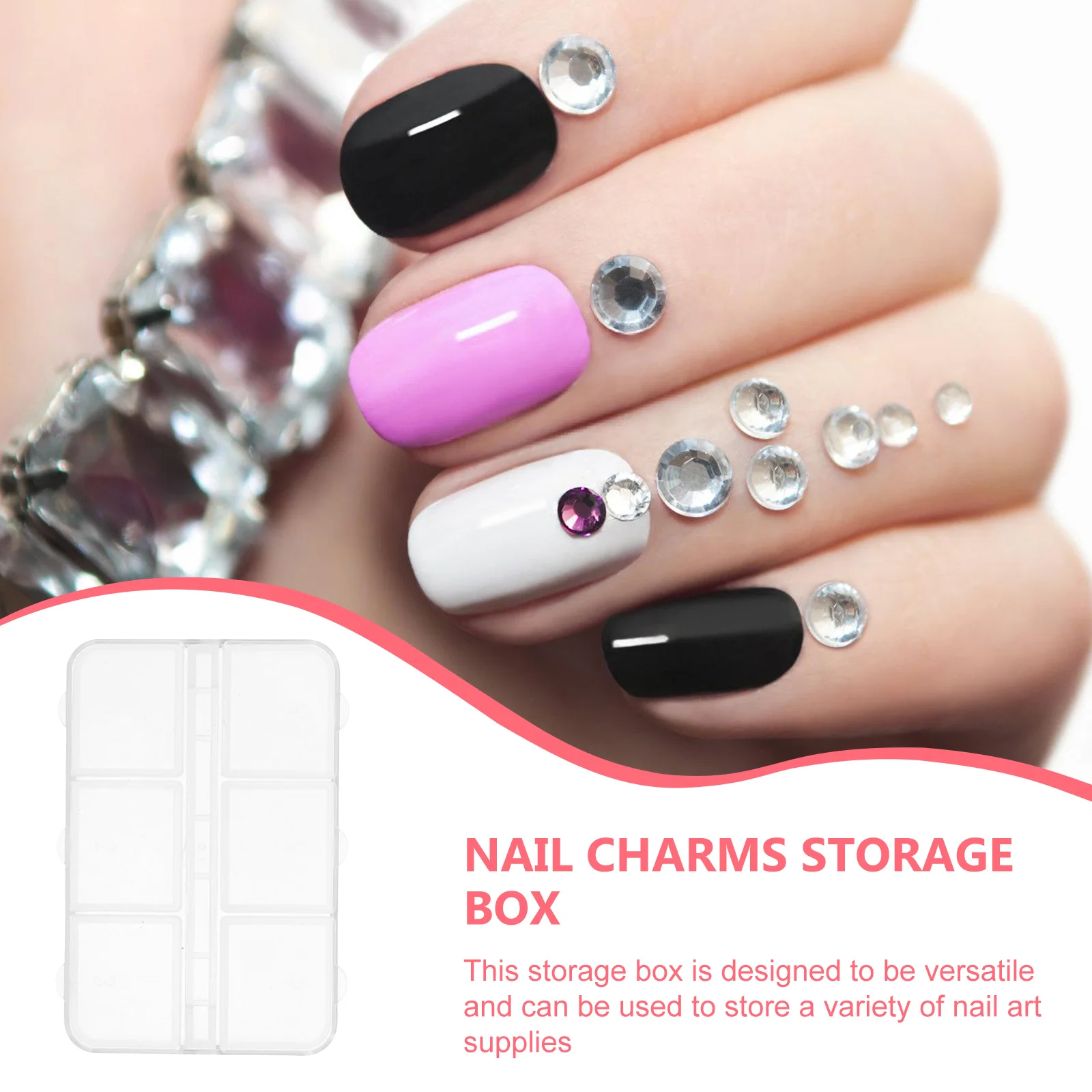 

10pcs Nail Art Storage Box Transparent Multi Grid Plastic Organizer for Rhinestones Beads with Individual Lids Portable Craft