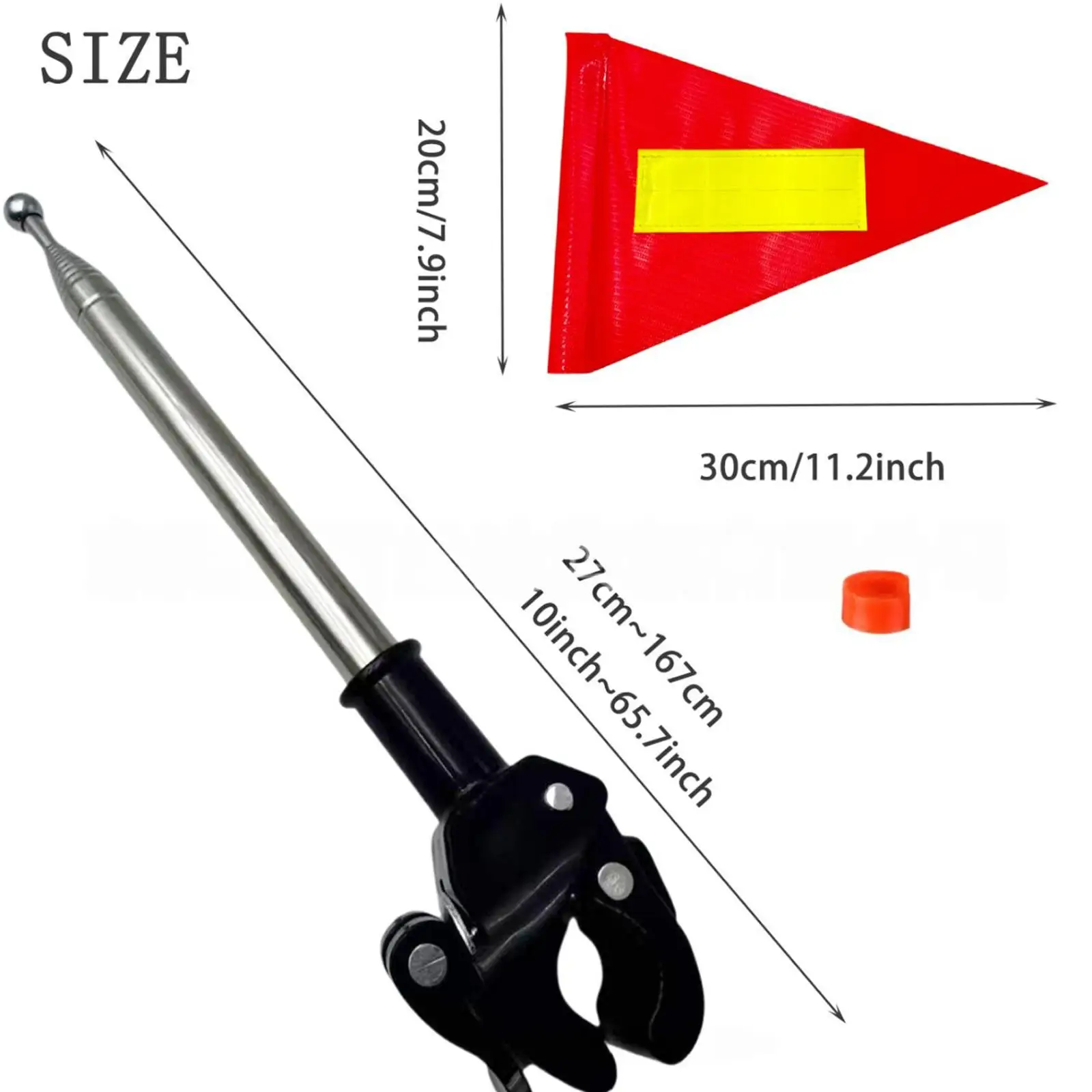

Golf Cart Flag Pole Kit, Lightweight, High Visibility, Triangle Flag, Telescopic Pole with Reflective Strip Trailer