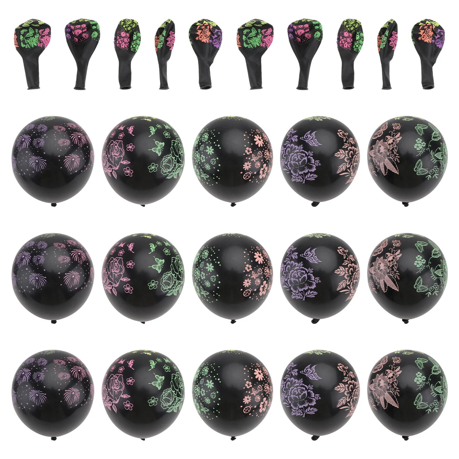 

100Pcs Black Printing Latext Balloons 12-Inch Thick Party Festival Layout Props Decorative Fun Safe Balloons