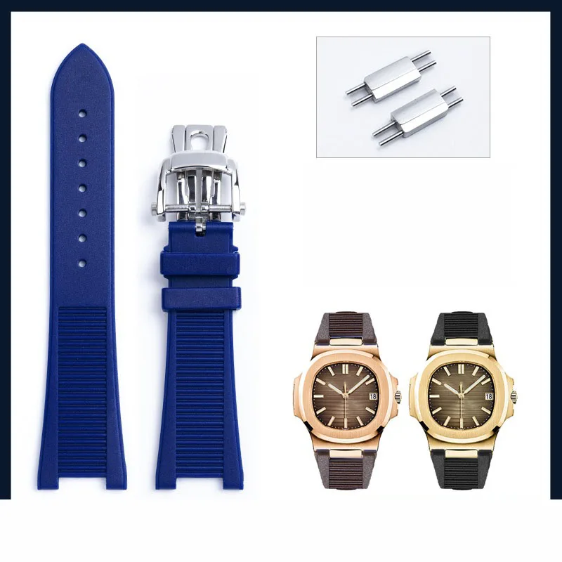 25mm  High Quality Rubber Silicone Watch Strap Waterproof Watch Bands For Patek Philippe Nautilus 5711 5712  For Men Bracelet