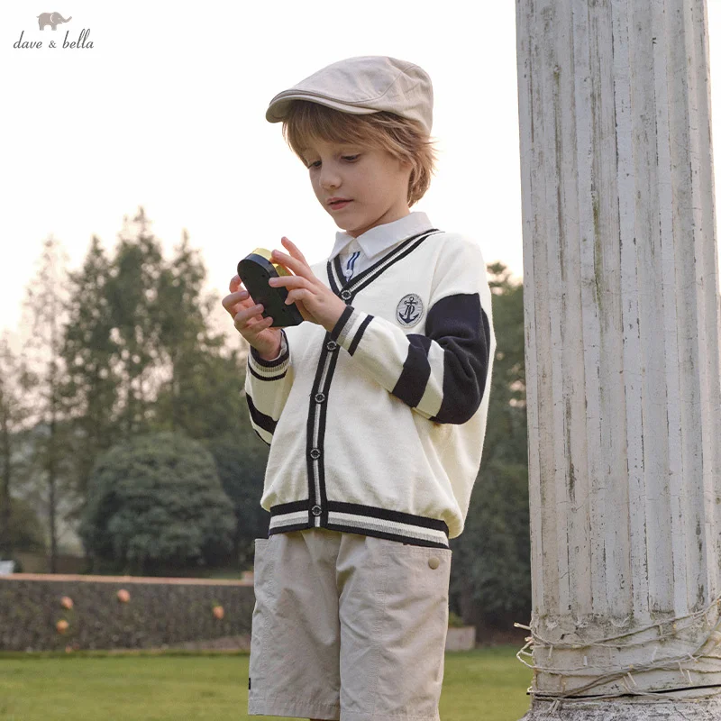 ديف بيلا الأطفال سترة سترة الخريف الشتاء طويلة الأكمام الفتيان محبوك سترة قطنية عالية الجودة موضة ملابس خارجية الاطفال الملابس DK1250349 #1