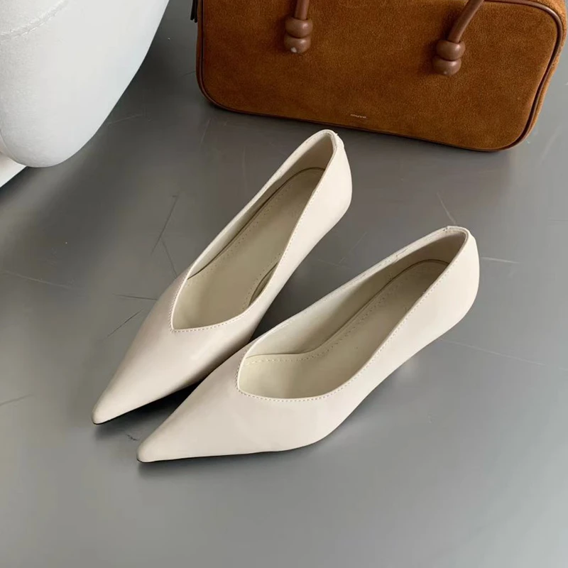 SUOJIALUN 2025 Spring New Brand Women Pumps Shoes Fashion Pointed Toe Shallow Slip On Single Shoes Thin Low Heel Boat Shoes