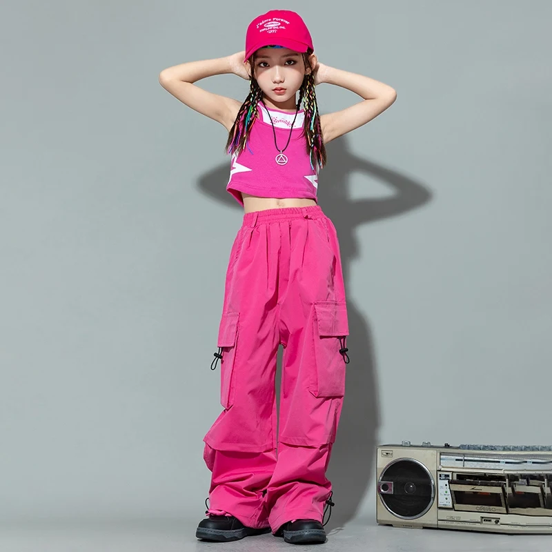New Jazz Dance Girls Kids Clothing Children Vest Pants Suit Hip-hop Street Dance Clothes Suit Catwalk Show Costumes DQL9883 image 5