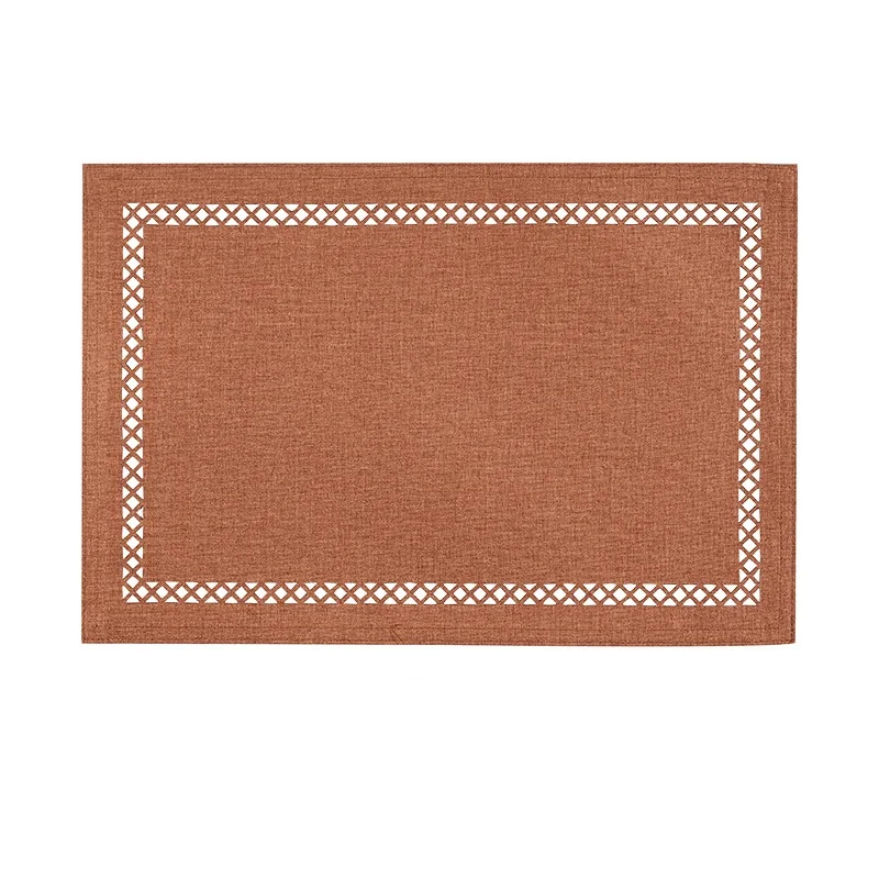 1/4/6pcs Burlap Placemats Rustic Geometric Hollow Fabric Place Mats, Heat Resistant Placemats for Farmhouse Kitchen Table Pad