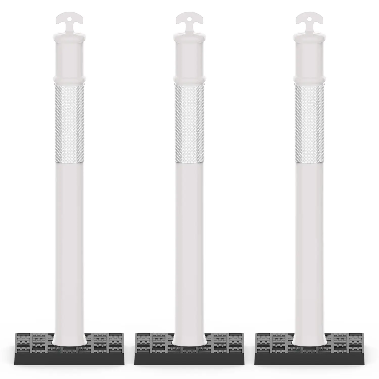 

Heavy Duty Traffic Delineator Posts with Reflective Collars, 45 Inch for Parking Lots, Road Safety, Construction Events - 3 Pack