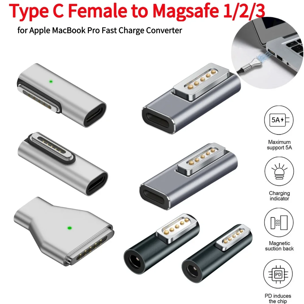 

Type-C Female to Magnetic USB PD Fast Charging Adapter Connector Female to Magsafe 3 2 1 for Macbook Air/Pro Charging Adapter