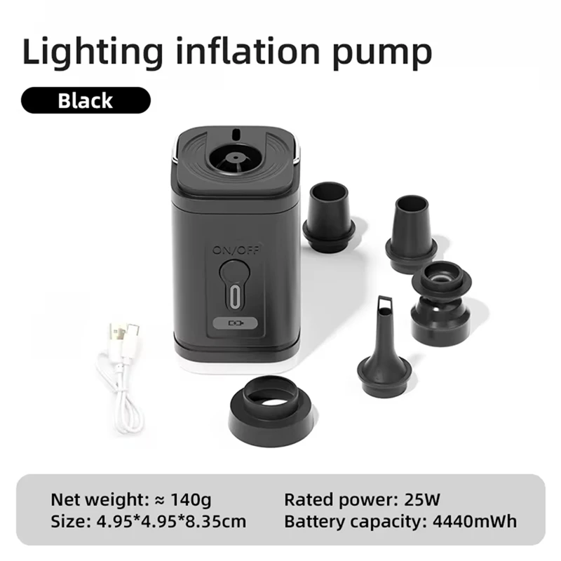 Electric Air Pump With Lights Mini Wireless Air Compressor USB Charging Inflator/Deflator Pumps For Outdoor Camping