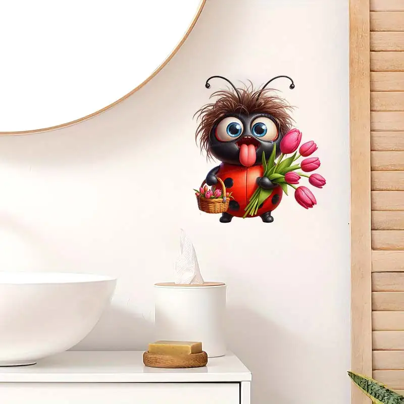 Lustige Marienkäfer Wanda uf kleber Kinderzimmer Badezimmer Toilette Dekor Wohnzimmer Schrank Kühlschrank Wohnkultur Aufkleber m866 – Detail 2