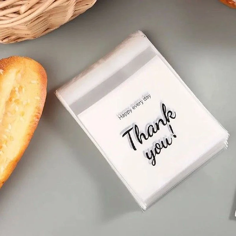50 Stück transparente, selbstklebende „DANKE“-Beutel aus Kunststoff für DIY-Schmuckpräsentation, Keksaufbewahrung und Geschenktüten – Detail 7