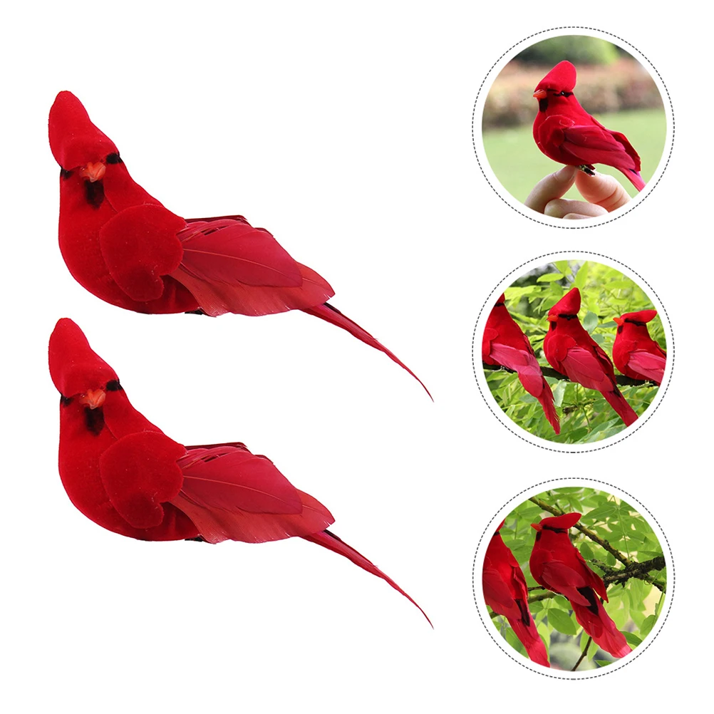 

2 Pcs Decor Foam Red Fake Artificial Birds Garden Wedding Decors Decors Birds Bird Mini Model Landscape