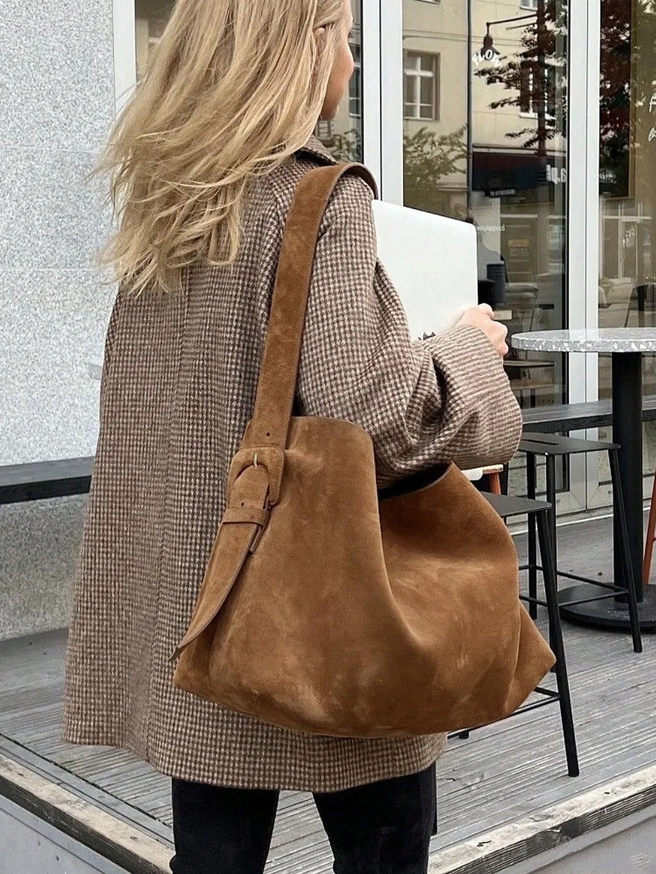 CGCBAG Vintage Lage pojemność damska torba z grubej bawełny jakość skóra nubukowa wiadro damska torba na ramię projektant luksusowe torebki damskie — zdjęcie 6
