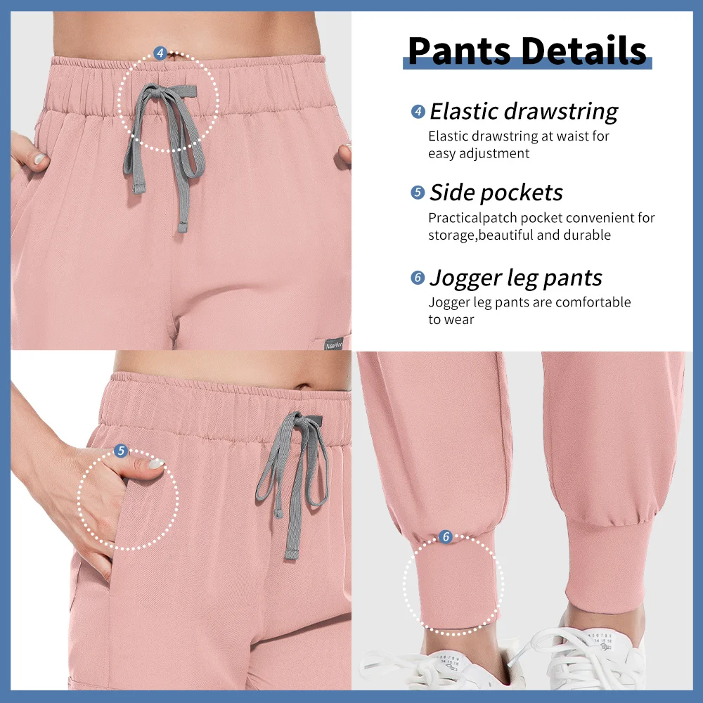 ขายส่งขัด Jogger ชุดผู้หญิงสัตว์เลี้ยงโรงพยาบาลหมอชุดสีทึบชุดผ่าตัดหลายกระเป๋า V คอเสื้อผ้าทันตแพทย์