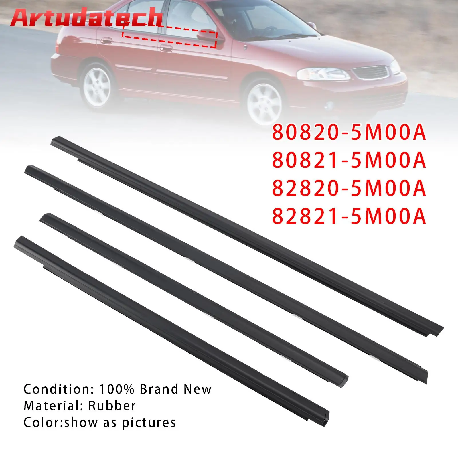 Artudatech 4PCS Weatherstrip For Nissan Sentra 2001 2002 2003 2004 2005 2006 80820-5M00A 80821-5M00A 82820-5M00A 82821-5M00A