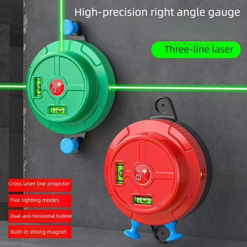 Laser Three-Line Level, Strong Magnetic Adsorption, Dual-Axis Line Marking with Bright Finish, Household Line Marking Level