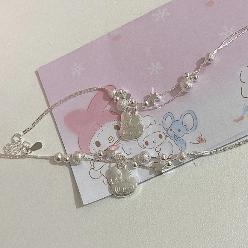 Sanrio Hello Kitty Cinnamoroll Bracelet Silver Alloy Kuromi Kawaii Y2K Cute Braceleted Girlfriend Gifts Anime Toys for Girls