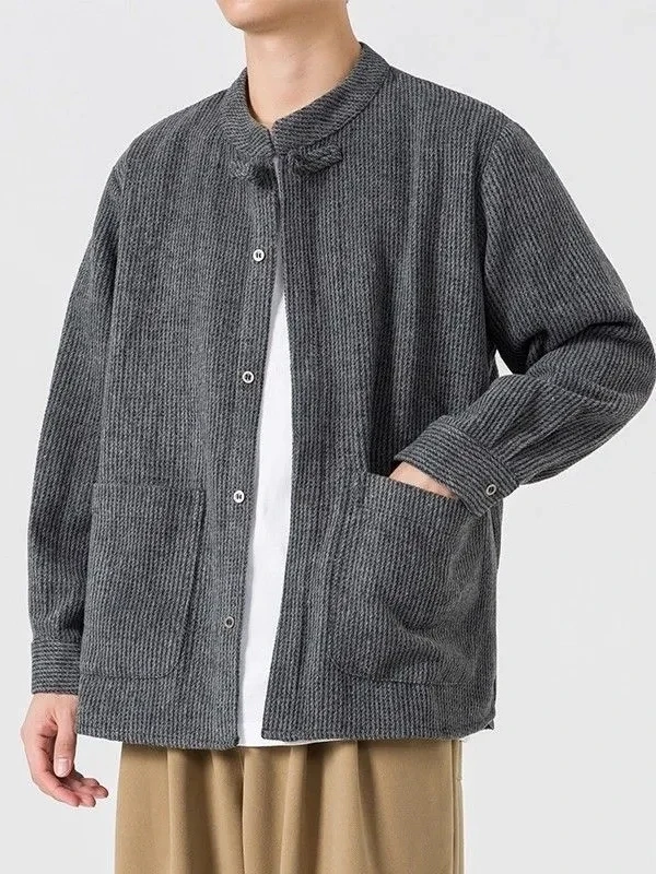 

Новое китайское вельветовое пальто с воротником-стойкой в стиле ретро, длинное свековое повседневное пальто, мужской костюм Тан, весенне-осенний костюм для отдыха