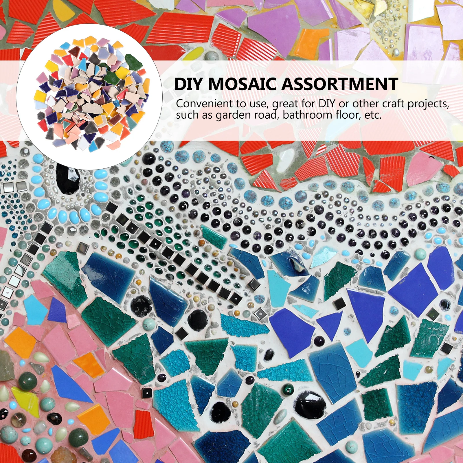 

200G DIY Ceramic Mosaic Tiles Colorful Glazed Small Stones for Craft Garden Park Decoration Irregular Tile
