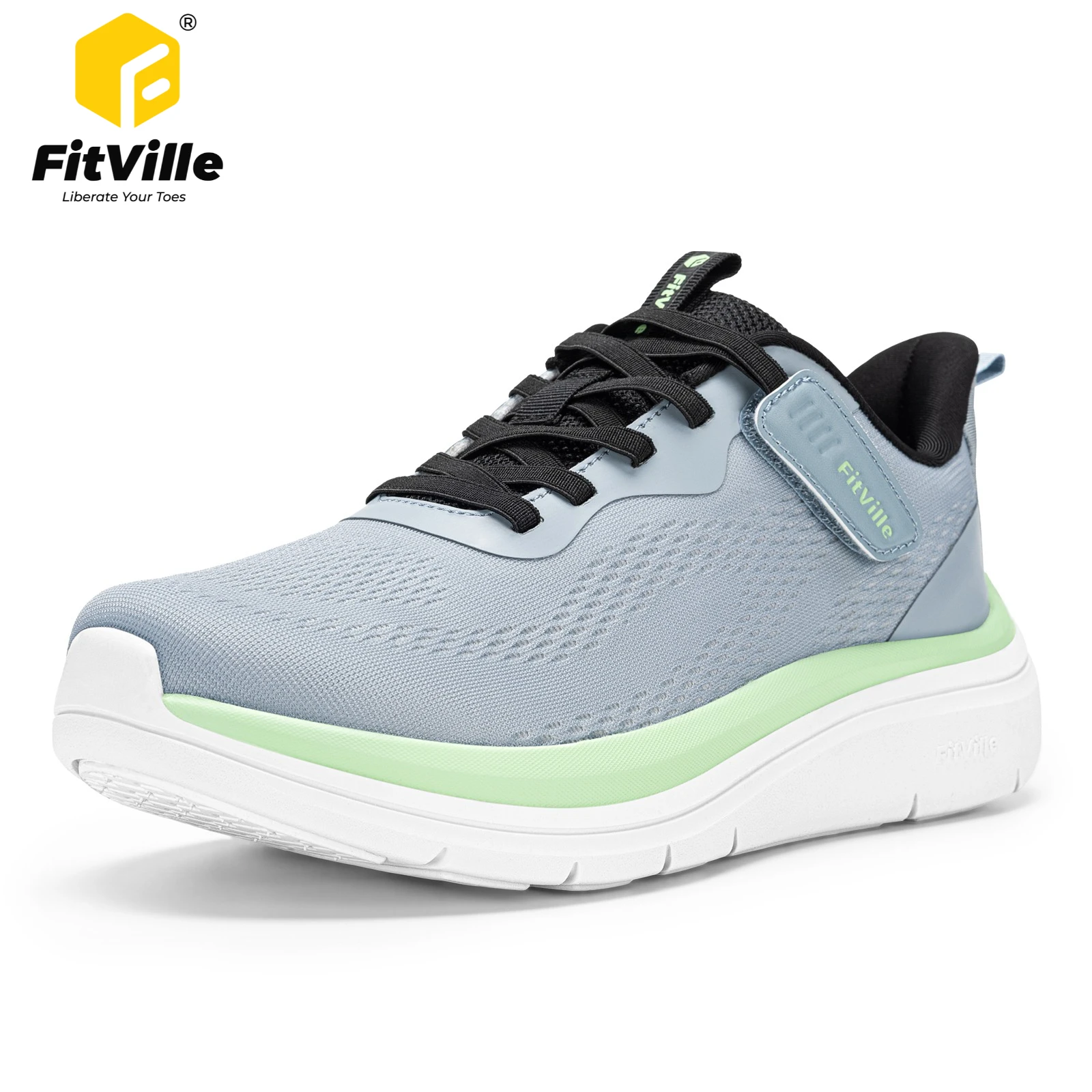 FitVille Extra Wide Toe Men's Walking Shoes Casual Sports Sneakers Lightweight Running Shoes for Men Arch Support Breathable