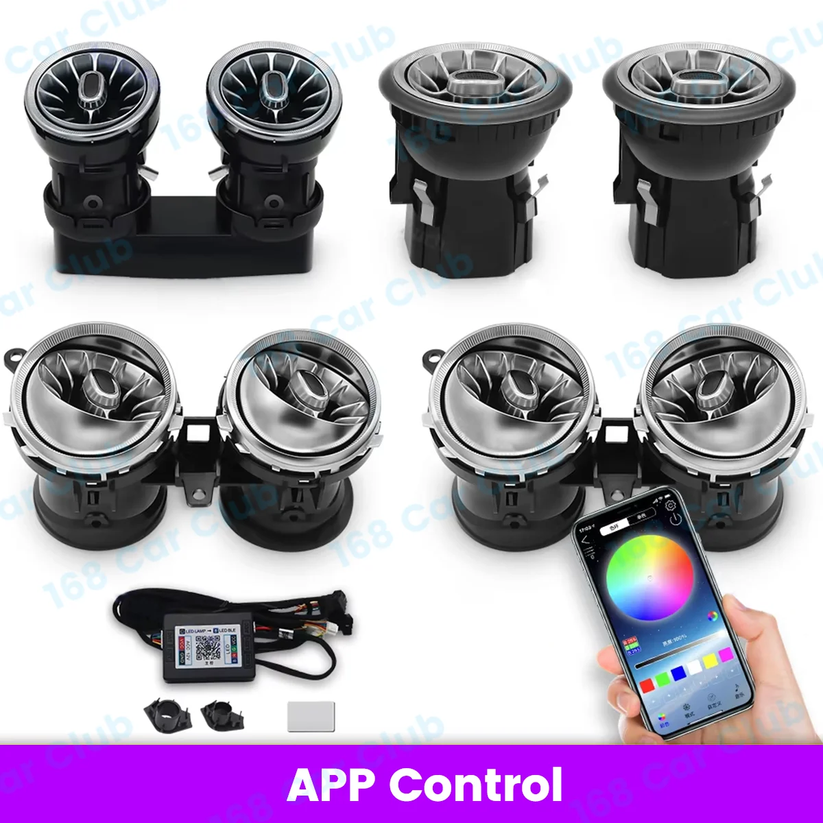 NONE LED Vent 256 Farben APP Controls Für Mercedes Benz W205 W213 X253 W177 W118 W117 W176 X156 W222 RGB Turbo Air Outlet Düse Lampe 7