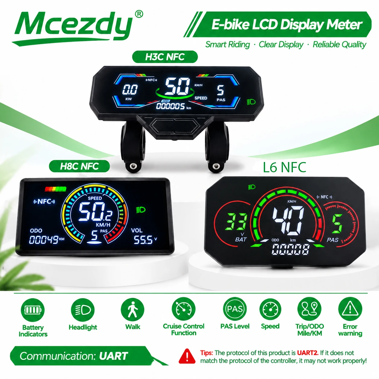 NFC Electric Cycle LCD Display Meter UART2 Electric Cycle LCD Display Cycling Computer Bike Meter Cycling Computer Bike
