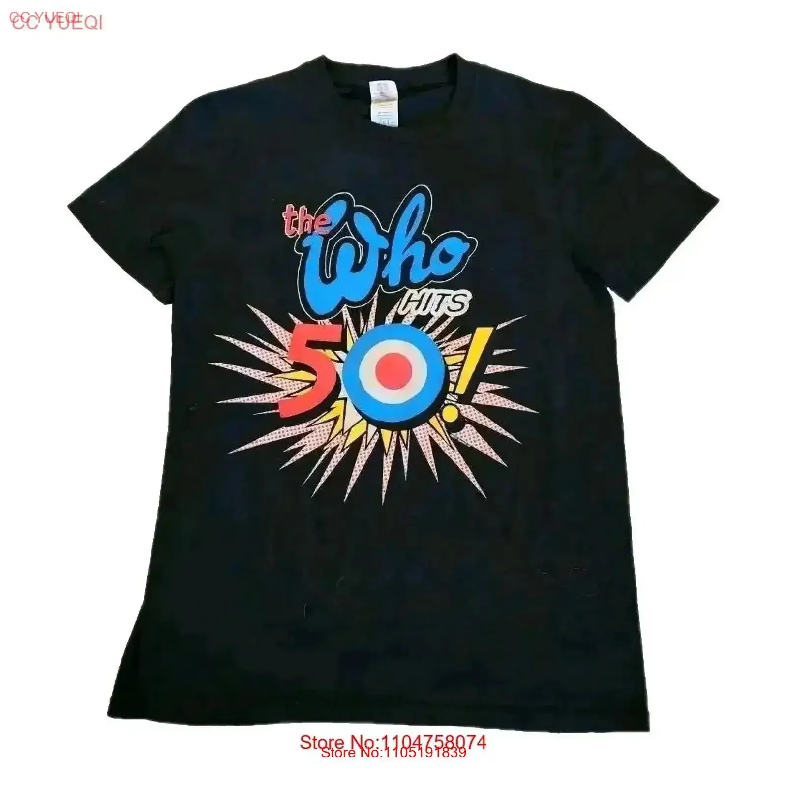 تي شيرت The Who Hits 50 Anniversary 2015 2016 Tour تي شيرت رجالي مقاس صغير عتيق مغسول ممتد موضة ملابس الشارع الشهير جرافيك عتيق
