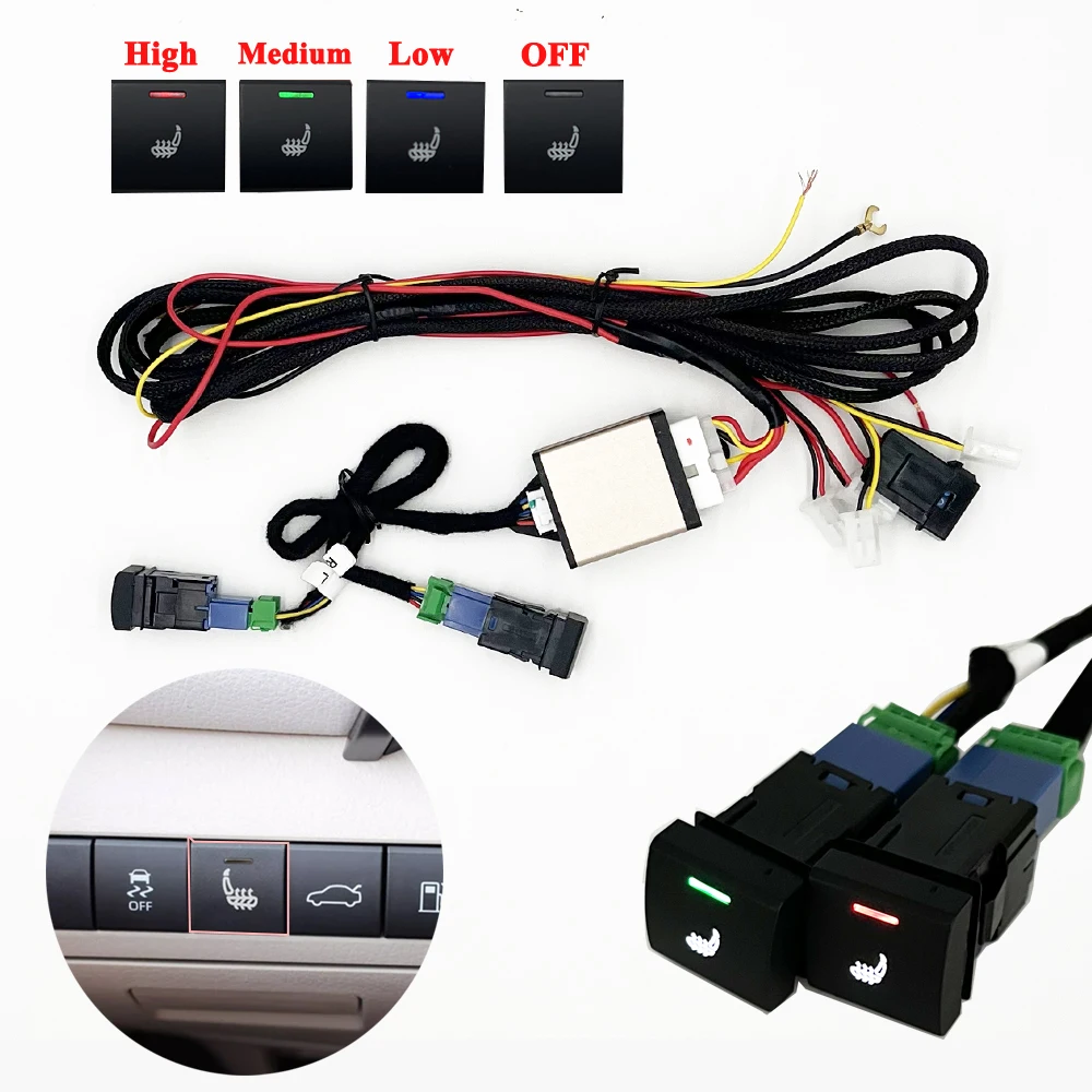 Car Seat Heater Kit Fit 2 Seat Alloy Wire/Carbon Fiber Heating Pad 3-level Switch For Toyota Camry Corolla RAV4 LEVIN Highlander