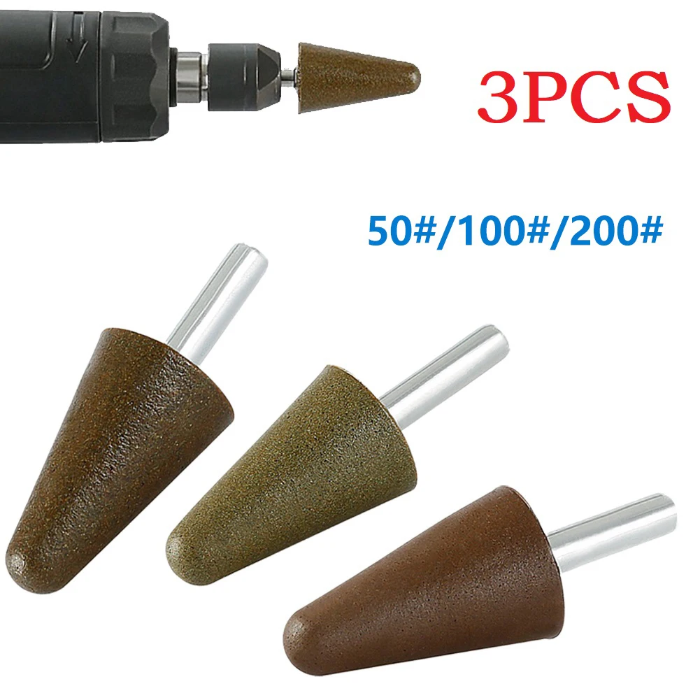 Punte per svasatore per smussatura diamantata da 3 pezzi punta conica per mola per intaglio della pietra utensili rotanti strumento per smerigliatrice elettrica