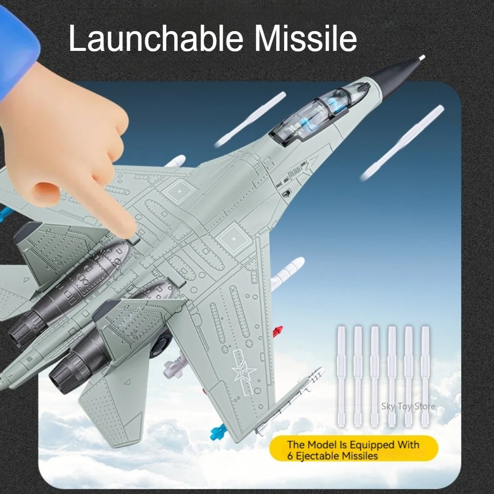 1:81 J-16 Multifunção Fighter aleación Diecast modelo coche de juguete sonido luz tirar hacia atrás cuerpo de Metal miniatura avión militar regalo para niños