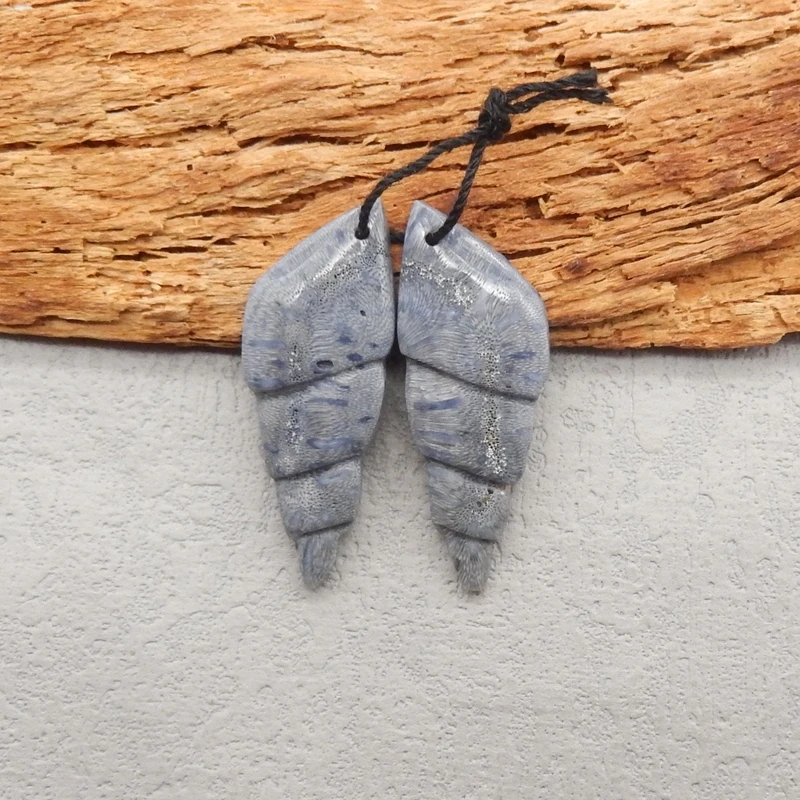 

Серьги из натуральной синей яшмы в форме раковины, модные украшения ручной работы, аксессуары для женских серег, 36x14x3 мм, 4,1 г