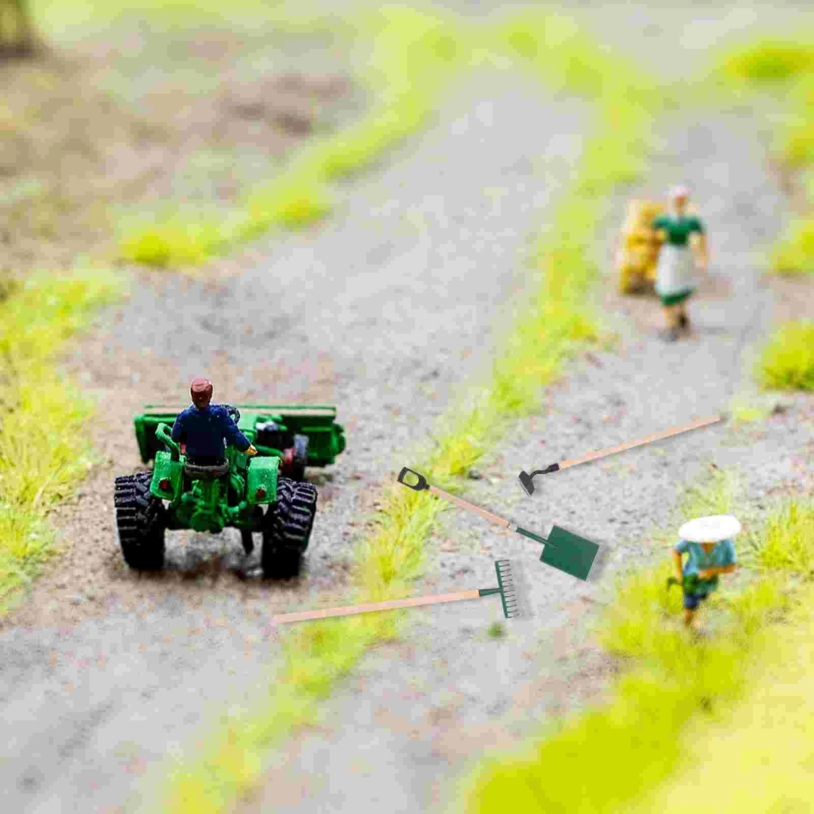 3 pezzi mini attrezzi da giardinaggio strumenti per bambini accessori per case da gioco ornamenti per rastrello a forcella