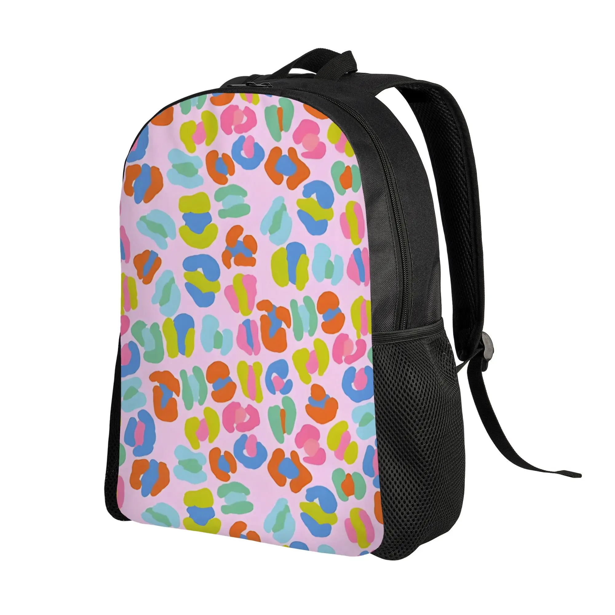 Back to school season Colourful Leopard Print Pattern Rucksack Leopard Print Office Staff  Kawaii Backpack