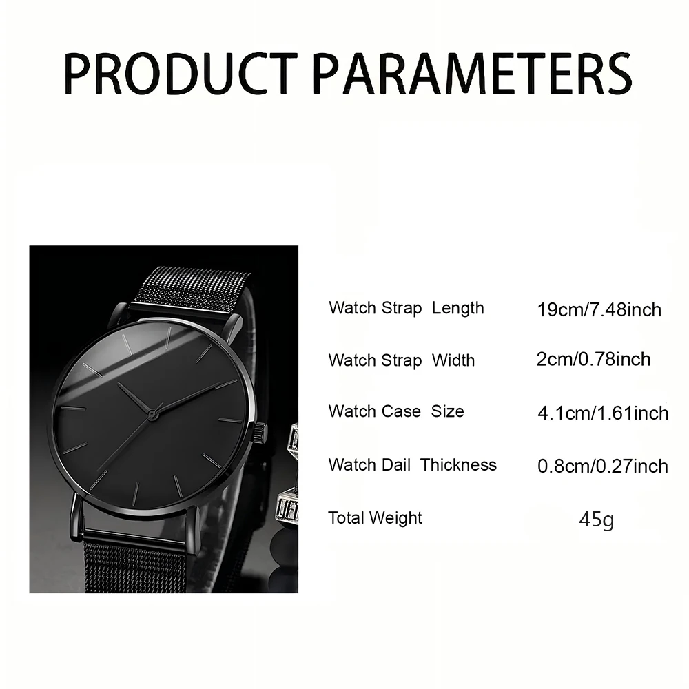 2024 Minimalist Men Fashion Ultra Thin Watches Simple Men Business Stainless Steel Mesh Belt Quartz Watch Leisure Men Watch