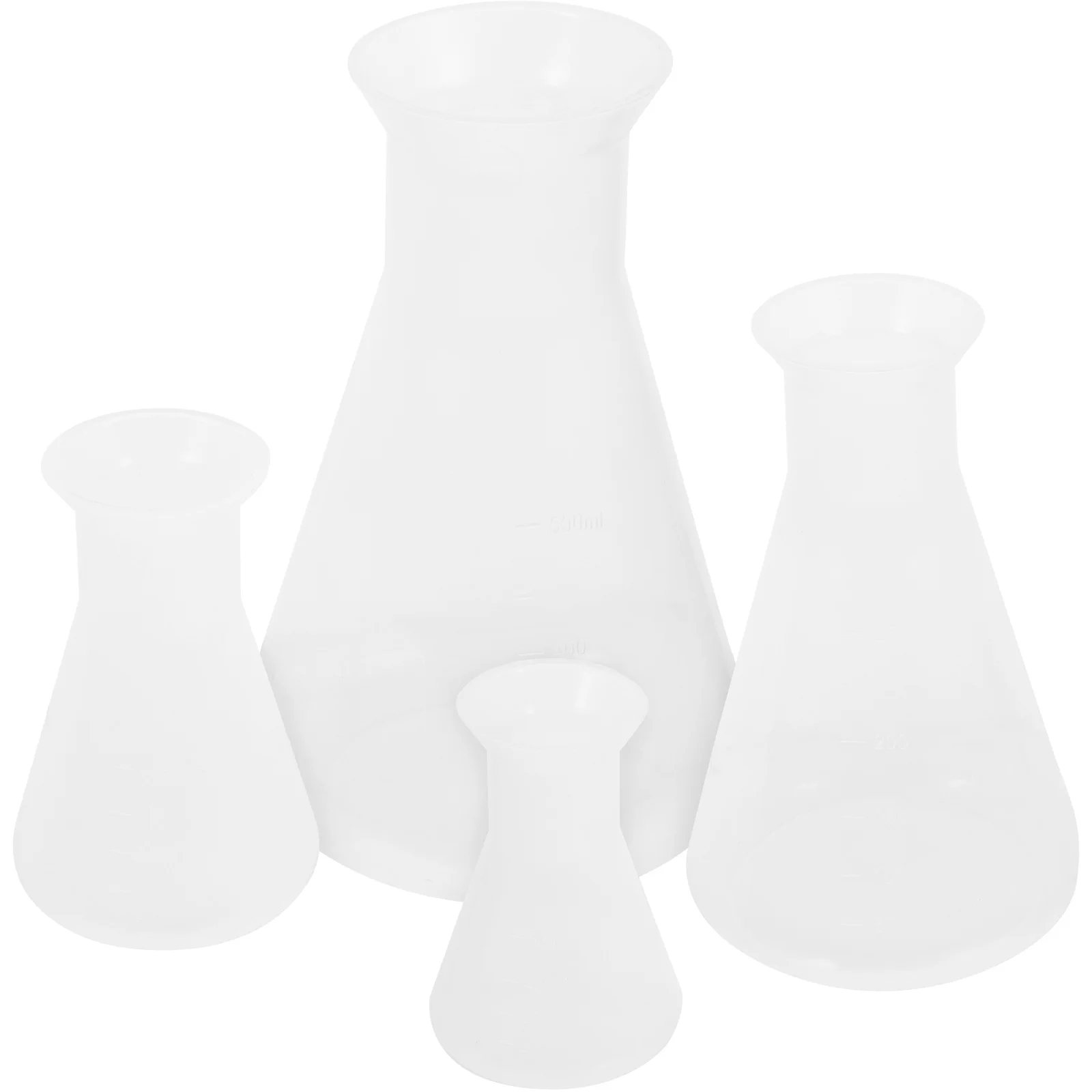 4 Pcs Erlenmeyer Flask Scale Boiling Flasks Major Small Size Laboratory Conical Plastic Glassware