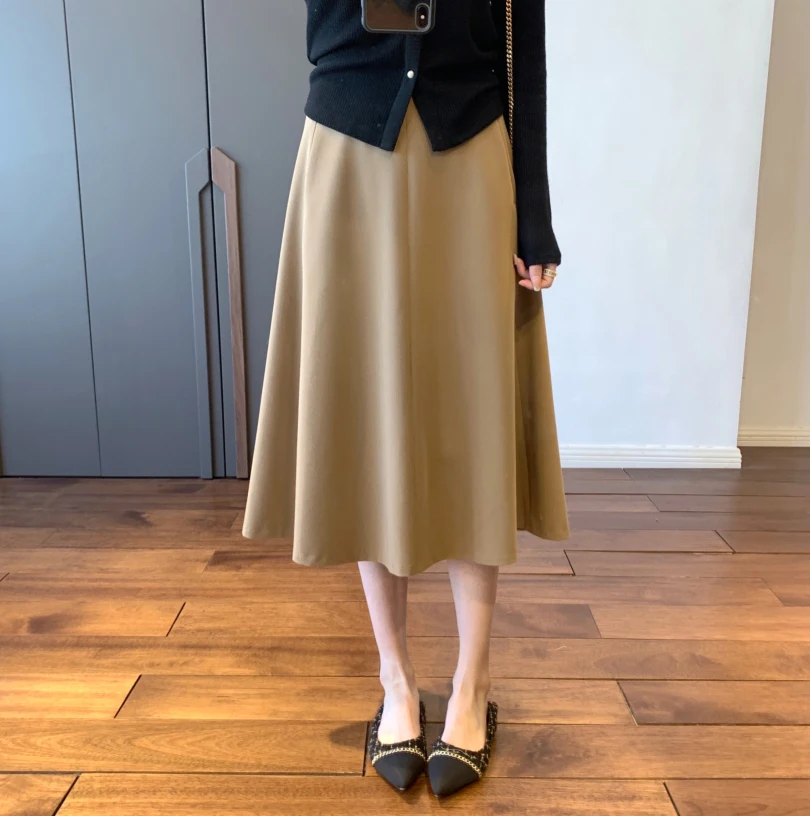 High Waist A-Line Skirt Women's Faion Slimming Age-Defng 6-Piece Patchwork Umbrella Sle f-Length Skirt