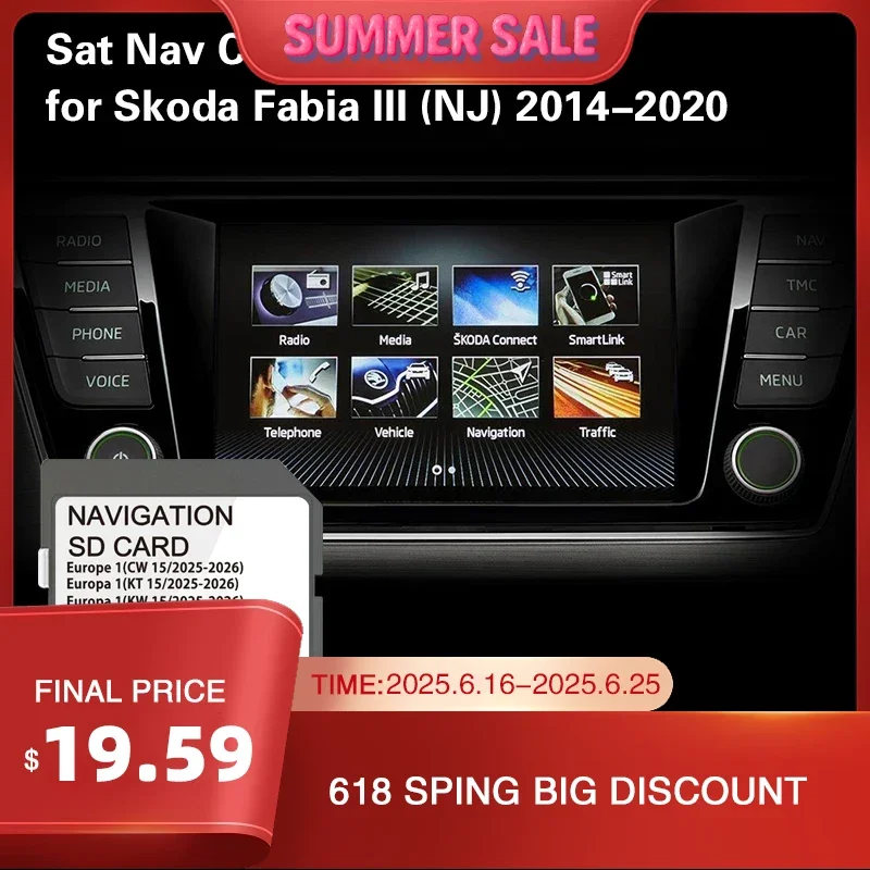 Совместимость для Skoda Fabia 2014–2020 гг. GPS-навигация SD 32 ГБ Карта 5L0051236EC Обложка Дания Австрия Эстония Финляндия