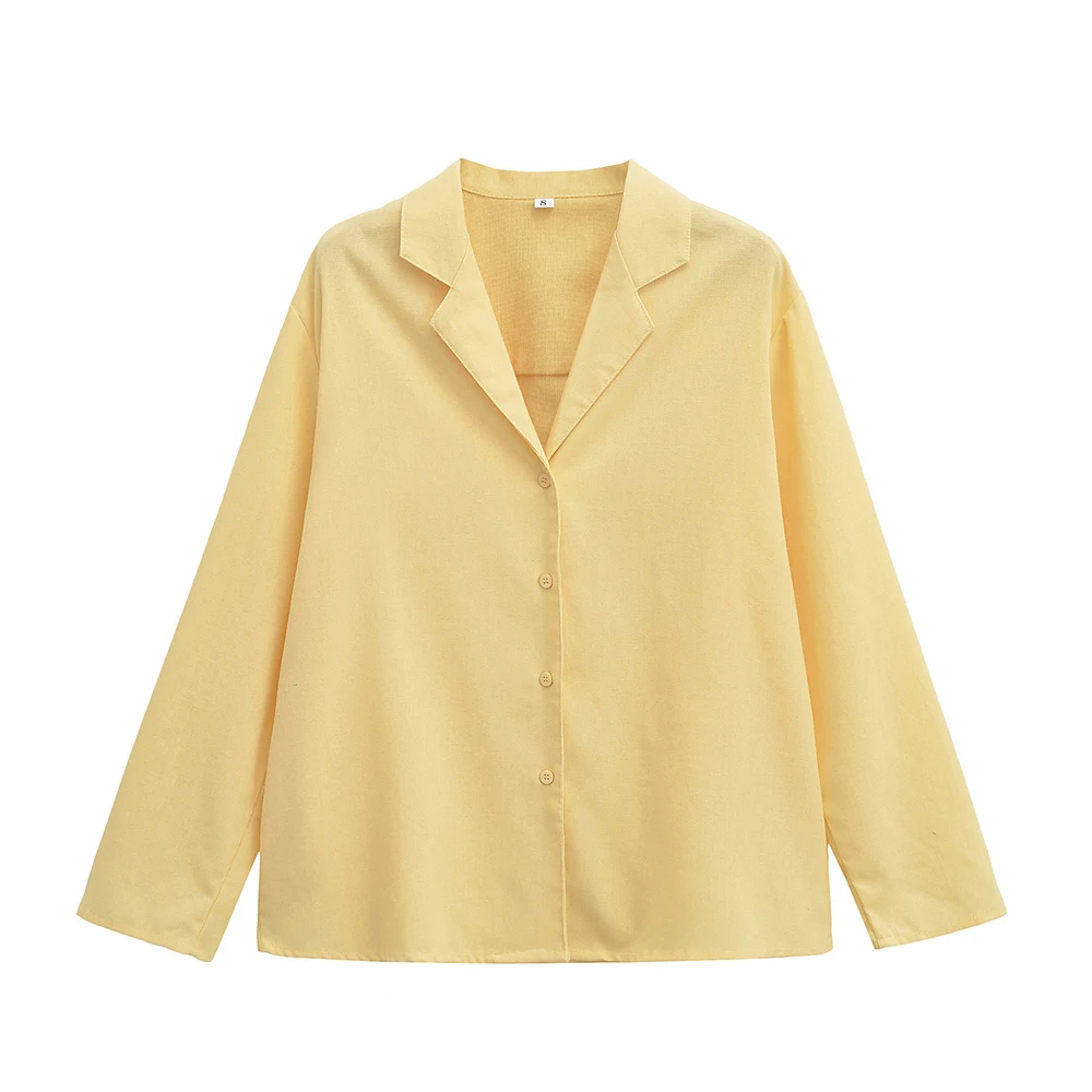 여성 유럽 및 미국 스타일 린넨 셔츠 반바지 세트 캐주얼 통기성 여름 패션 독점