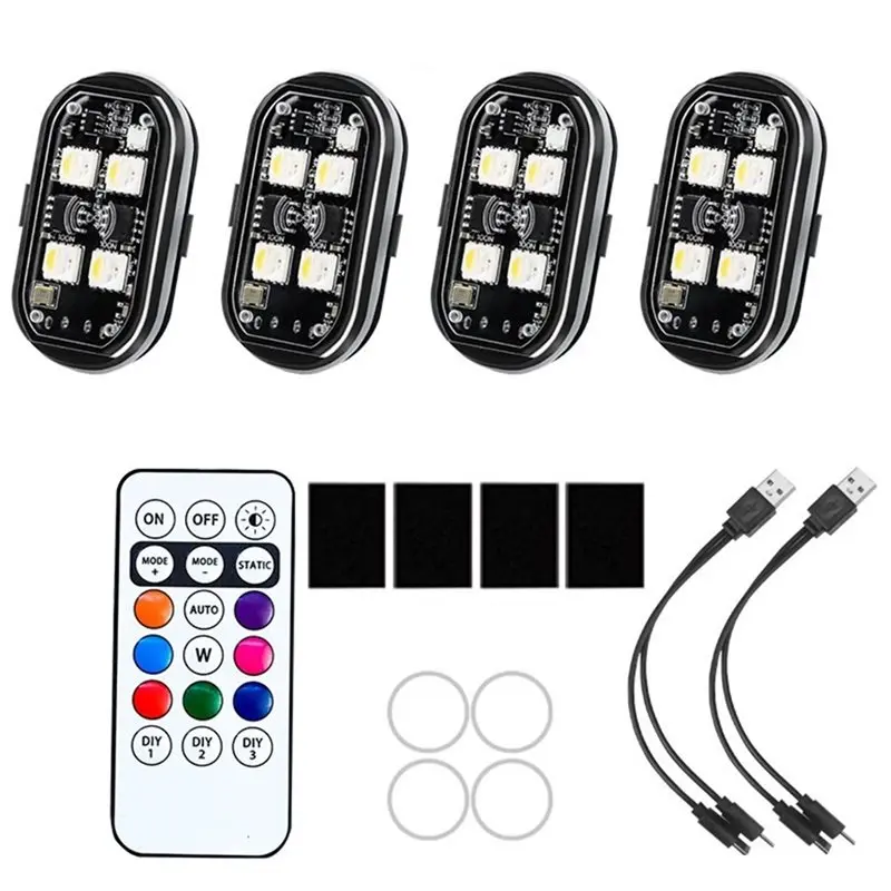 

ABKW-4 Беспроводные фонари для самолетов с дистанционным управлением, для автомобилей и мотоциклов, 8-цветные стробоскопы, навигационные огни для дронов