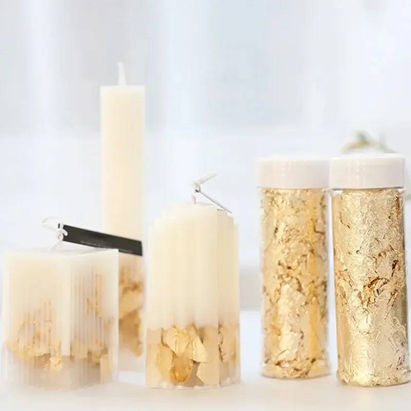 2g/1g Metallic Foil Flakes Gold Foil Flakes for Resin Nails Painting Candle Crafts and Resin Jewelry Making,Gold,Silver,Copper view 3