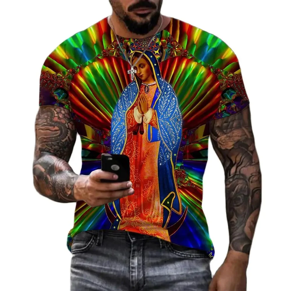 Men Women 2024 High Quality Guadalupe Virgin Mary Catholic Cosplay 3D Printed T-shirt Unisex Fashion Casual Oversized Tops