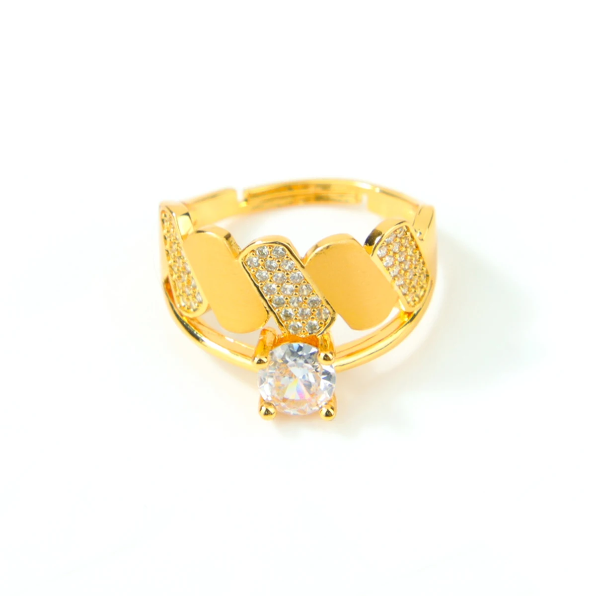 Dubai Mode Kubische Zirkonia Ringe 21k Vergoldet Arabische Braut Hochzeit Luxuriöse Paarringe Nigeria Damen Party Schmuck – Detail 10