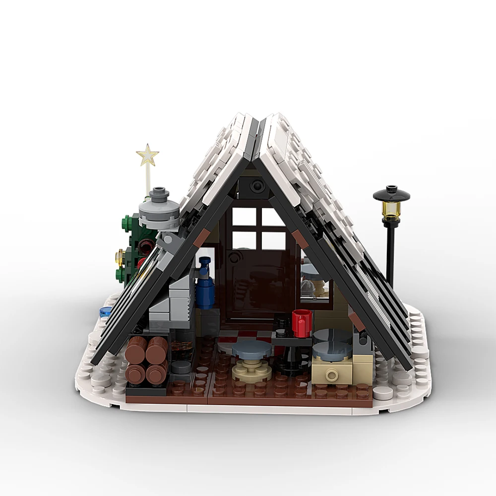 

MOC-59602 Winter Cottage Village House Bricks City Creativity Street View Fir/Pine Tree Building Block Christmas Model Toys Gift