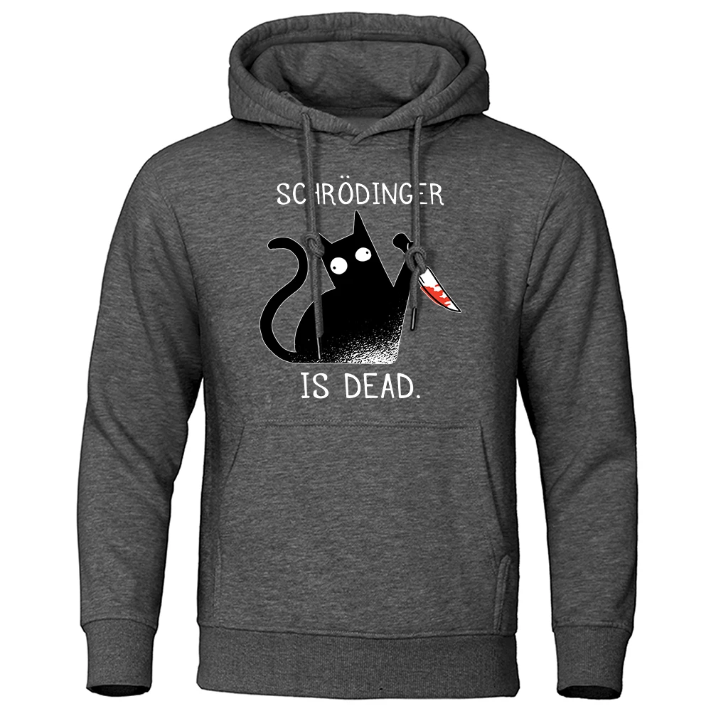 Schrodinger Is Dead Black Cat Men Streetwear Outdoor Comfortable Hoodie Breathable Fashion Sweatshirts Basic Oversized Tracksuit