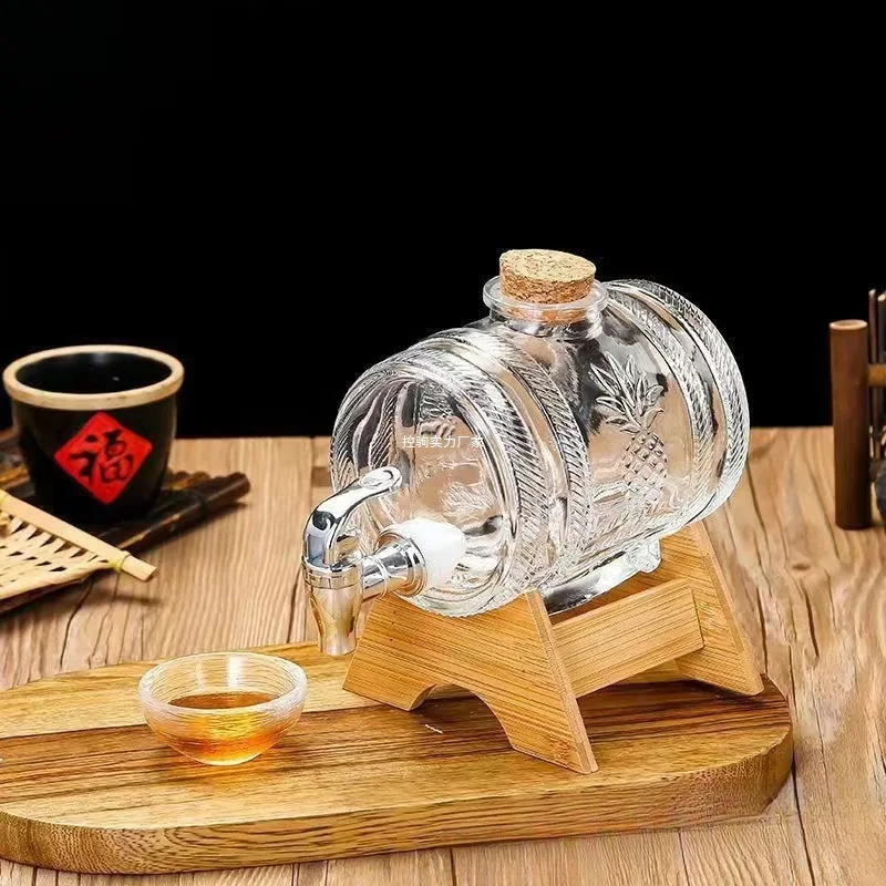 

Horizontal wine-soaking glass bottles for household sealed wine-soaking bottles and wine jars ginseng medicinal wine barrels