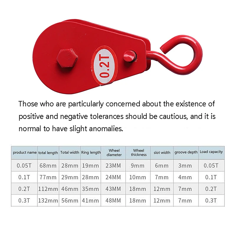 Metal Pulley 0.05T/0.1T/0.2T/0.3T Single Wheel Rotary Lifting Rope Pulley Block Tool Marine Hauling Pulley Lifting Wheel【A】