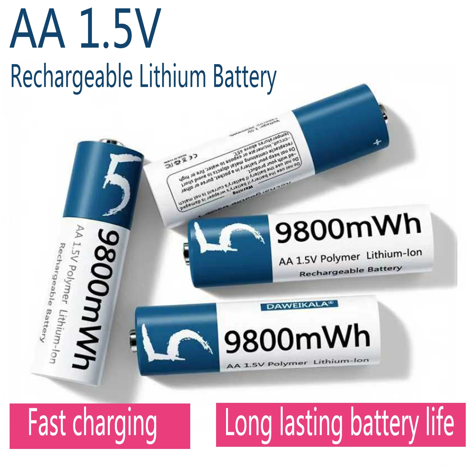 Batteria ricaricabile agli ioni di litio AA 1,5 V 9800 mWh per mouse telecomandato Piccolo ventilatore Giocattolo elettrico Ricarica rapida ad alta capacità