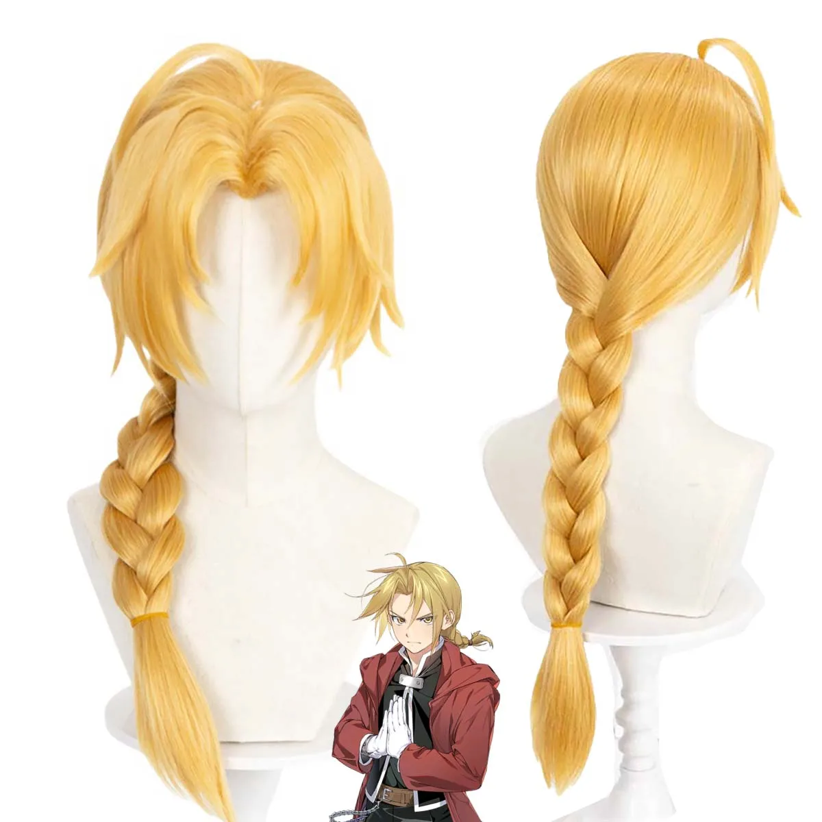 Wholesale Men Anime Fullmetal Alchemist Edward Elric Blonde Braided Cosplay High Temperature Fiber Wig