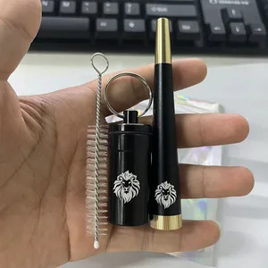 Garrafa pílula de metal com escova limpa, portátil Acessórios Fumar, Black Herb Pipe e Stash Kit Jar, Padrões personalizáveis, Novo 10 principais vendas garrafa para fumar - №5