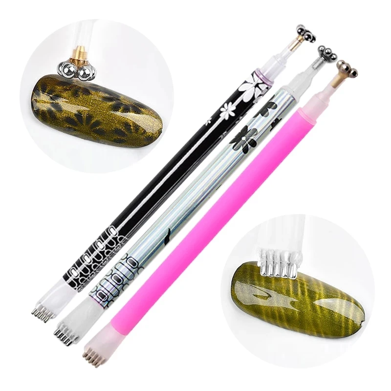 Cat Eye Nail Art Magnet Stick Double Headed Magnet for Nail Gel Polish 3D Line Strip Effect Strong Magnetic Pen Manicure Tools