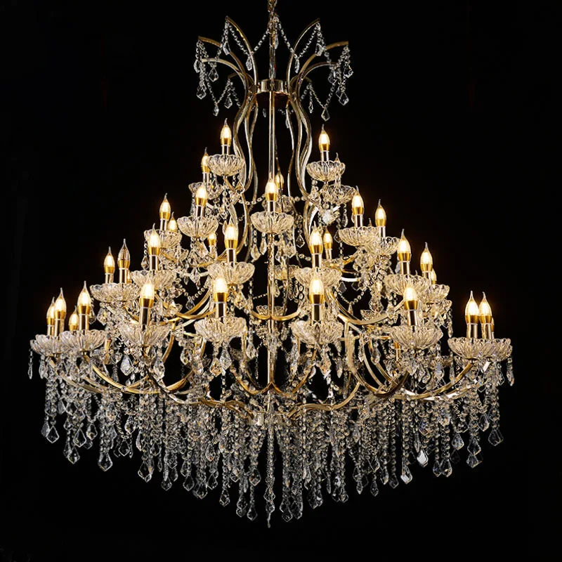 Wedding hall electroplated wrought iron crystal chandelier wedding hotel ceremony pavilion ceiling decorative lamp
